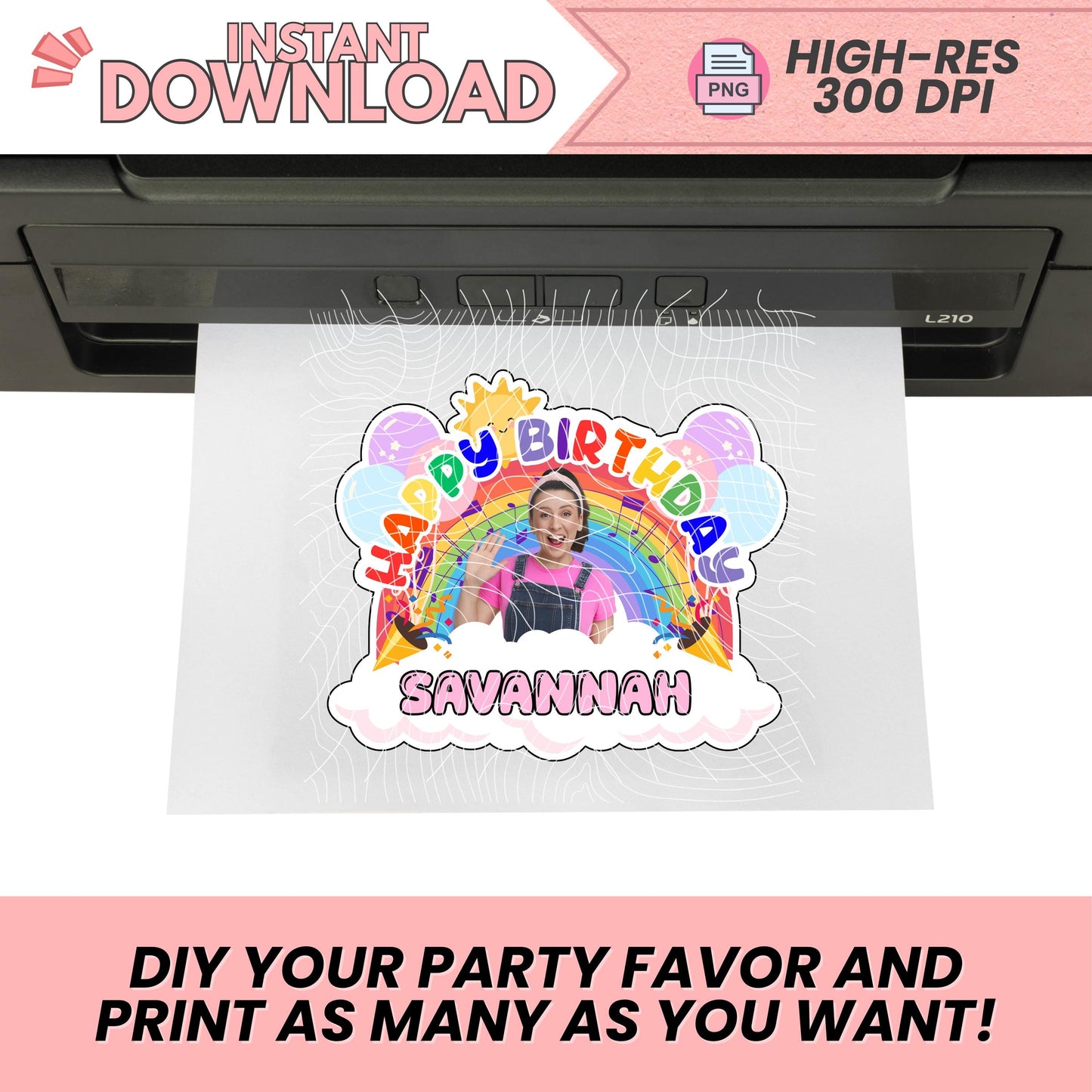 Miss Rachel Cake Topper for Girl/Boy – Editable Canva Template | Digital Download | DIY Birthday Party Decor | High-Resolution 300 DPI | 002