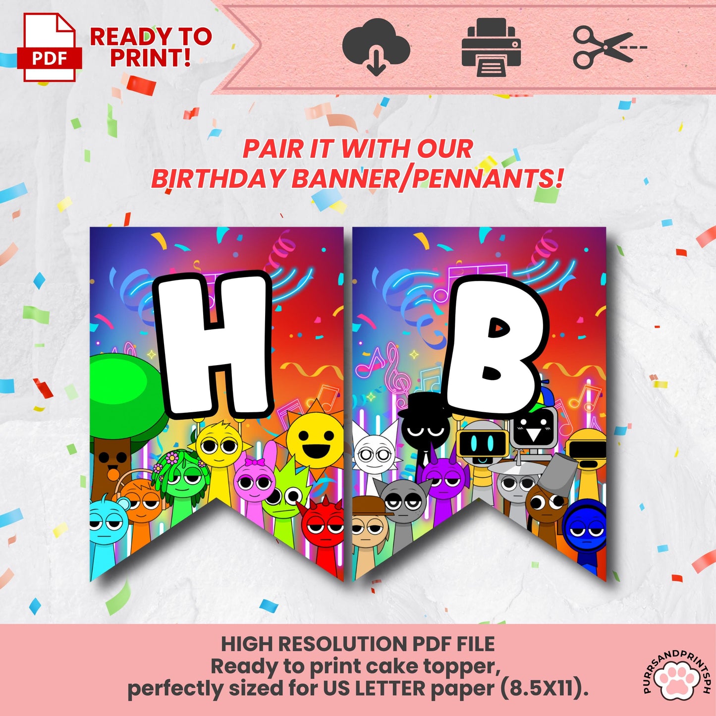 Printable Sprunki Cupcake Toppers Template, Incredibox Sprunki Birthday Party Decor, Digital Kids Party DIY Birthday Digital