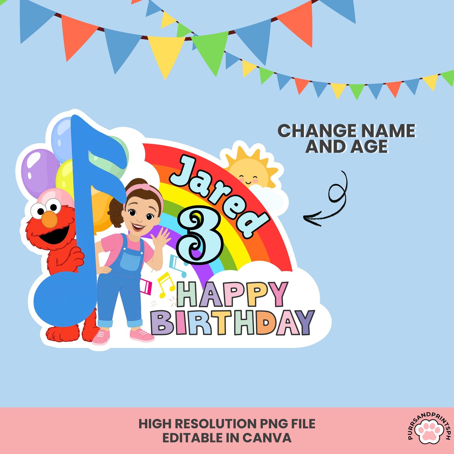 Miss Rachel Inspired Cake Topper for Boy – Editable Canva Template | Digital Download | DIY Birthday Party Decor | High-Resolution 300 DPI