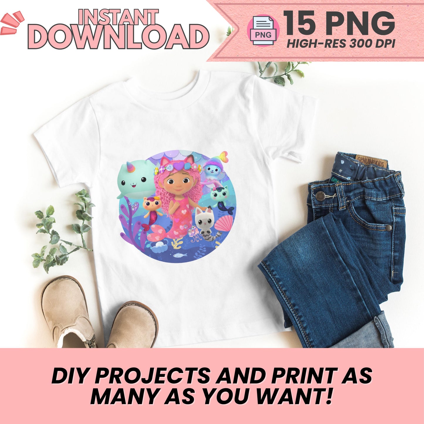Gabby's Dollhouse PNG Clipart Bundle – 15 Digital Images | 300 DPI | Instant Download | Printable Cake Toppers & Party Decor | DIY