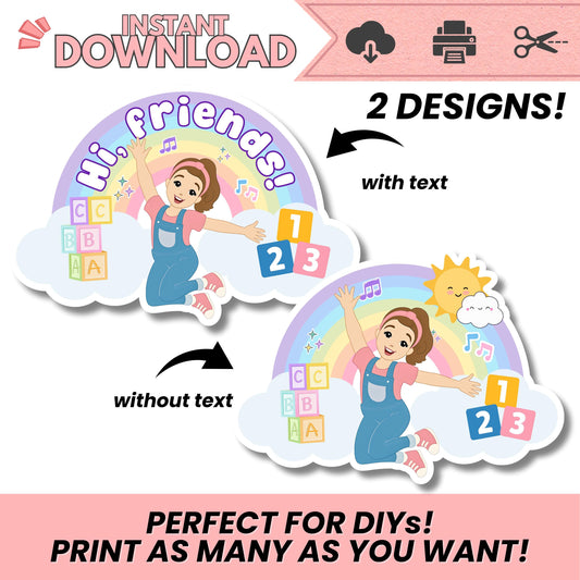 Miss Rachel Inspired Birthday Printables – 2 PNG Designs | Rainbow Blocks Theme | 300 DPI High-Resolution | Instant Download for DIY Party Decor