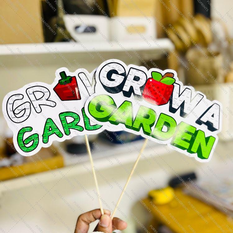 Roblox Grow A Garden Cake Topper and banner Party favor - Printable - Digital Download -  Ready To Print and cut!