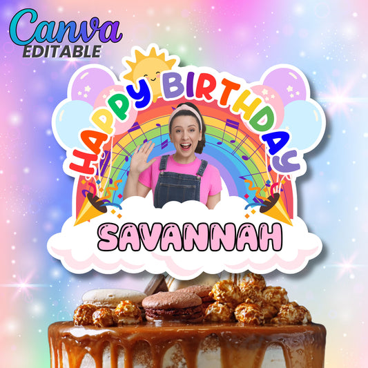 Miss Rachel Cake Topper for Girl/Boy – Editable Canva Template | Digital Download | DIY Birthday Party Decor | High-Resolution 300 DPI | 002