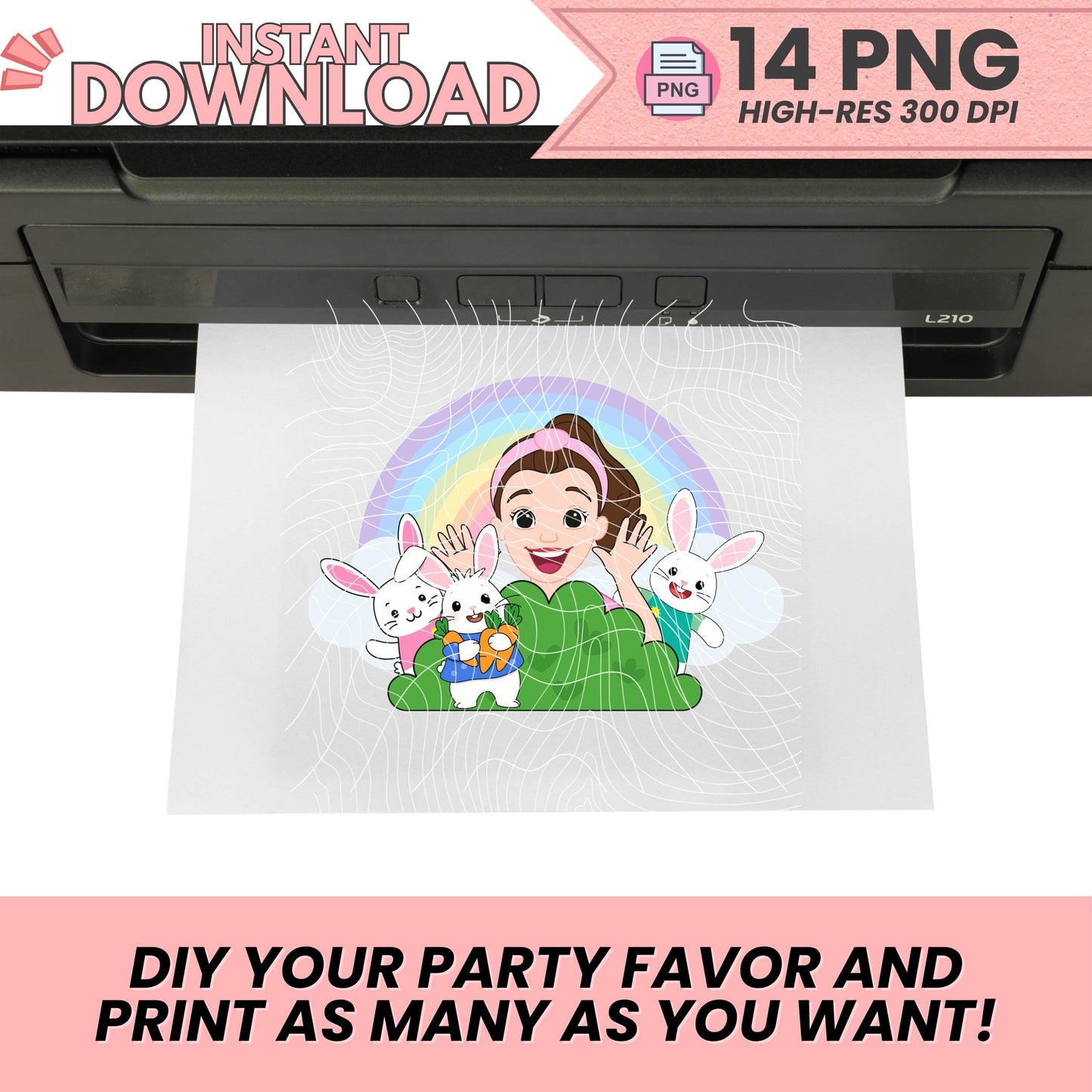 Miss Rachel PNG Clipart | 17 Digital Images | 300 DPI Transparent Files | Instant Download | Hop little bunnies | DIY cake toppers
