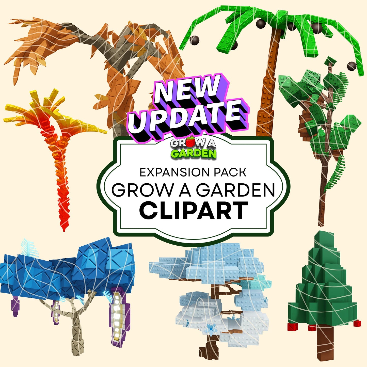 Grow a Garden Roblox Clipart bundle, 80 PNG Images, 300 DPI Instant Download, Roblox digital stickers | Expansion Pack | DIY party decor