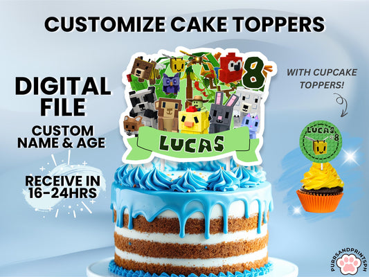 Grow a Garden Roblox Cake Topper – Custom Printable Birthday Decoration For Birthday Party HIGH-RES PDF with free cupcake toppers