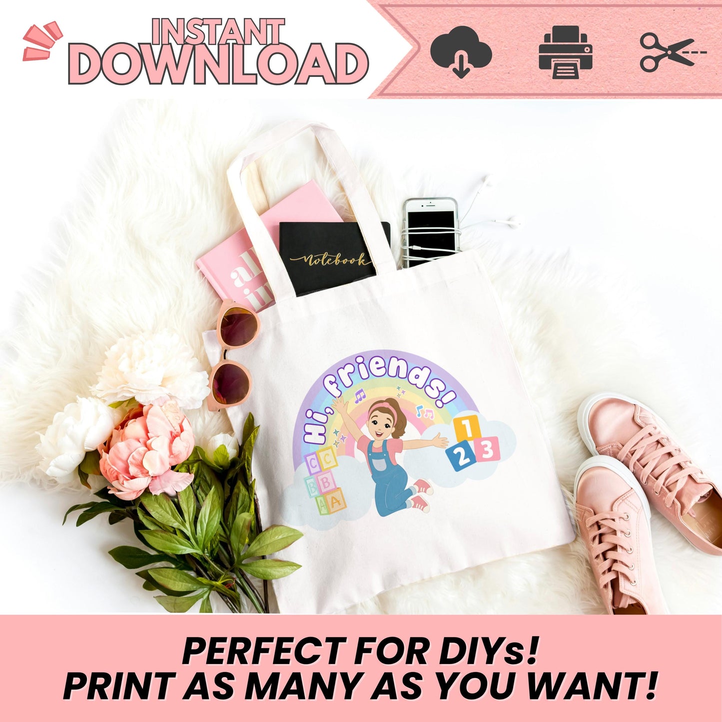 Miss Rachel Inspired Birthday Printables – 2 PNG Designs | Rainbow Blocks Theme | 300 DPI High-Resolution | Instant Download for DIY Party Decor