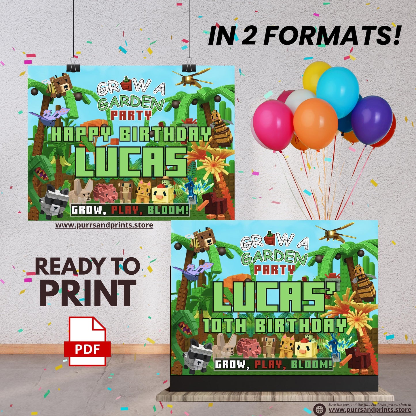 Roblox Grow a Garden Birthday Banner | Grow a Garden Theme | Customize Template | Digital Download | Birthday Invite | Fast Turnaround Time