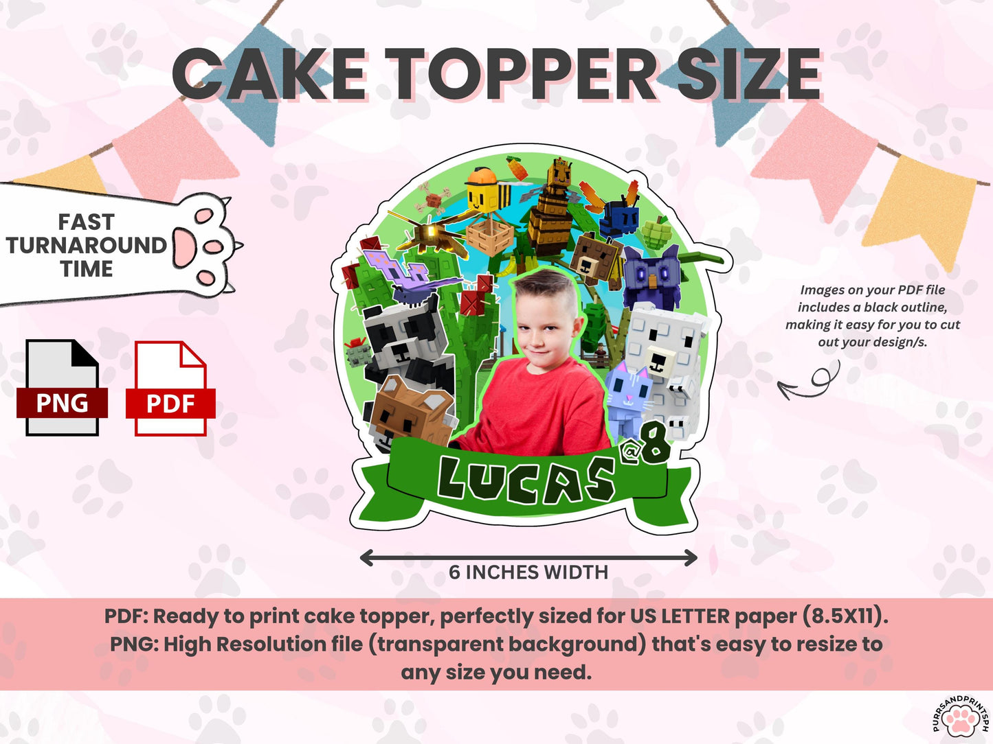 Grow a Garden Roblox Cake Topper with picture – Custom Printable Birthday Decoration For Birthday party HIGH-RES PDF - free cupcake toppers