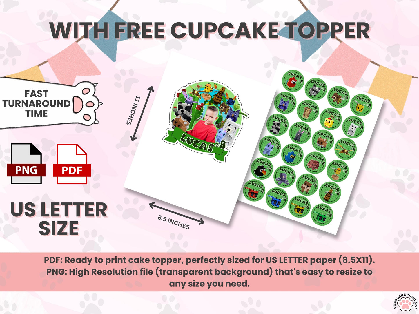 Grow a Garden Roblox Cake Topper with picture – Custom Printable Birthday Decoration For Birthday party HIGH-RES PDF - free cupcake toppers