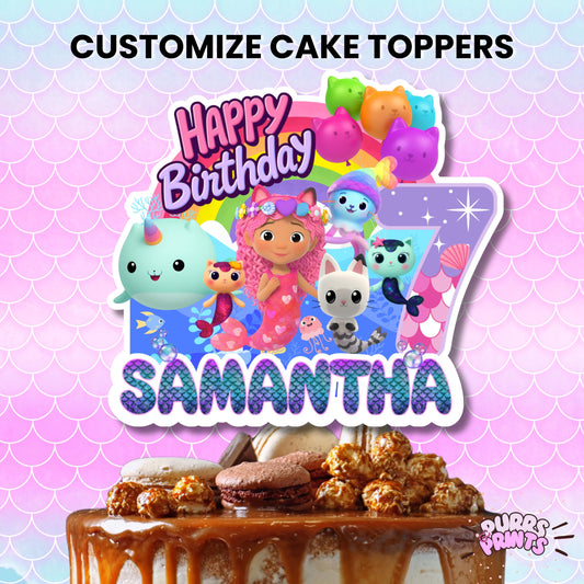 Gabby’s Dollhouse Cake Topper - Personalized Name & Age - Magic Mermaid - Birthday Party Decoration | DIY Decor | Ready to print