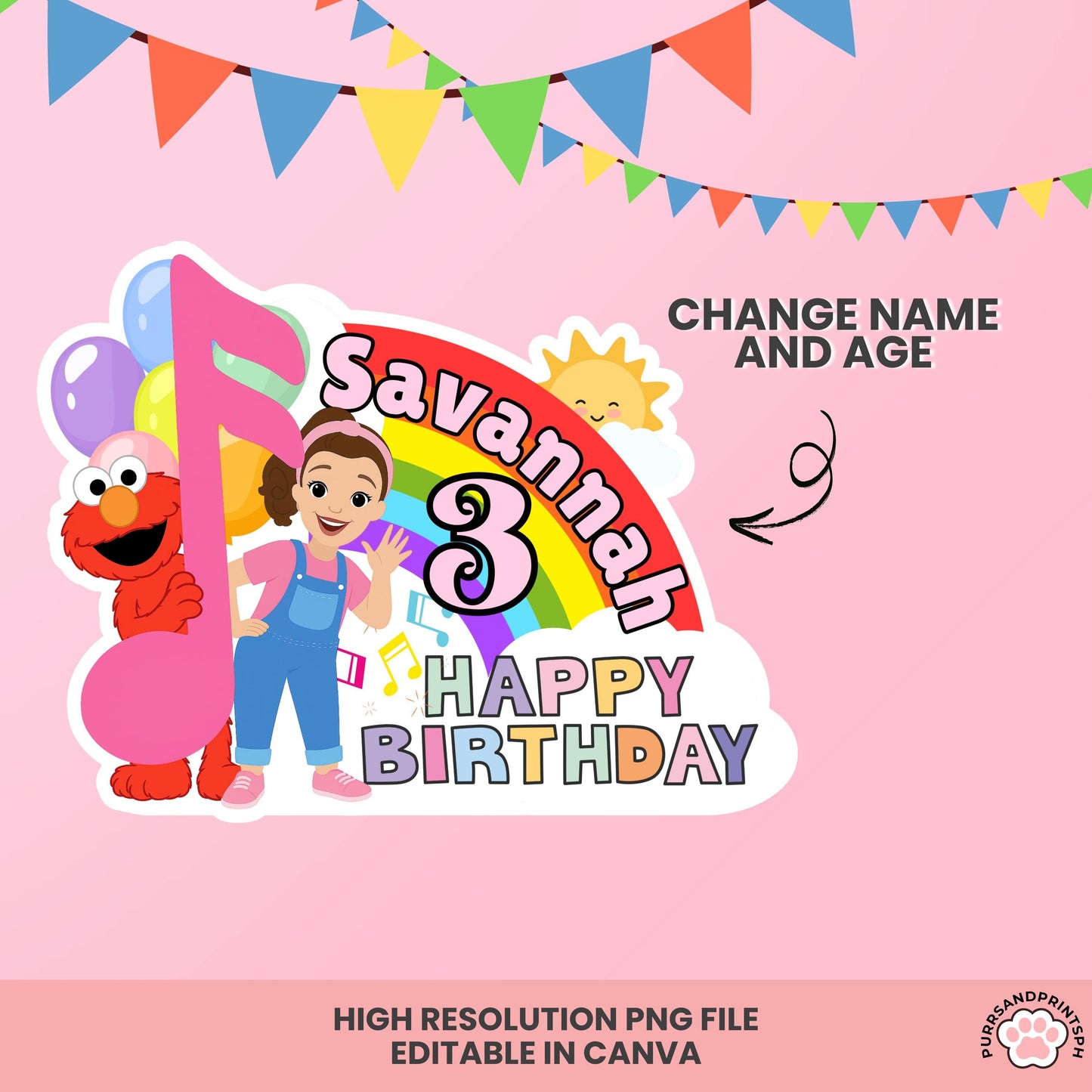 Miss Rachel Inspired Cake Topper for Girl – Editable Canva Template | Digital Download | DIY Birthday Party Decor | High-Resolution 300 DPI