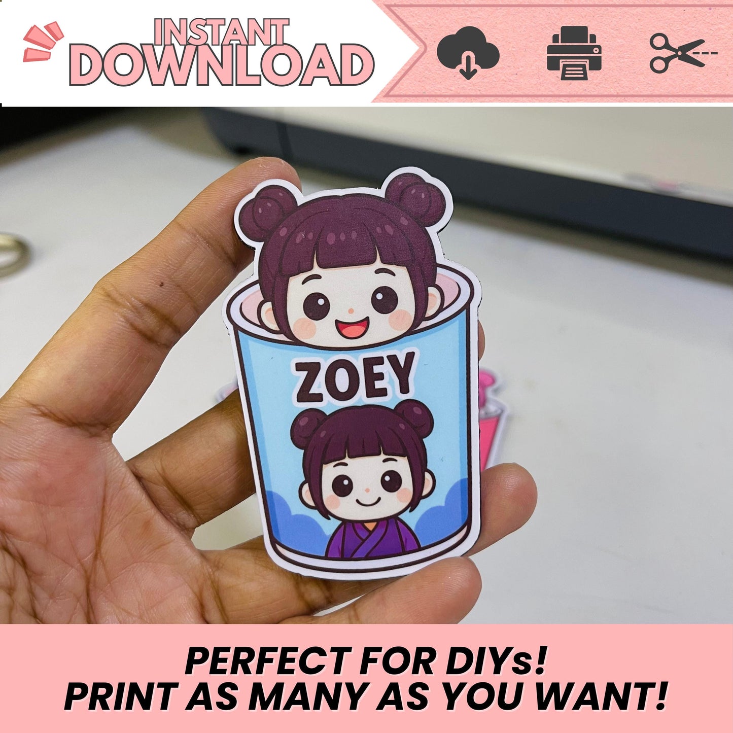 K-pop Demon Hunter REF Magnet | Stickers | Keychain Chibi Ramyeon Cup Edition | Digital Download | Instant Download | DIY Stickers