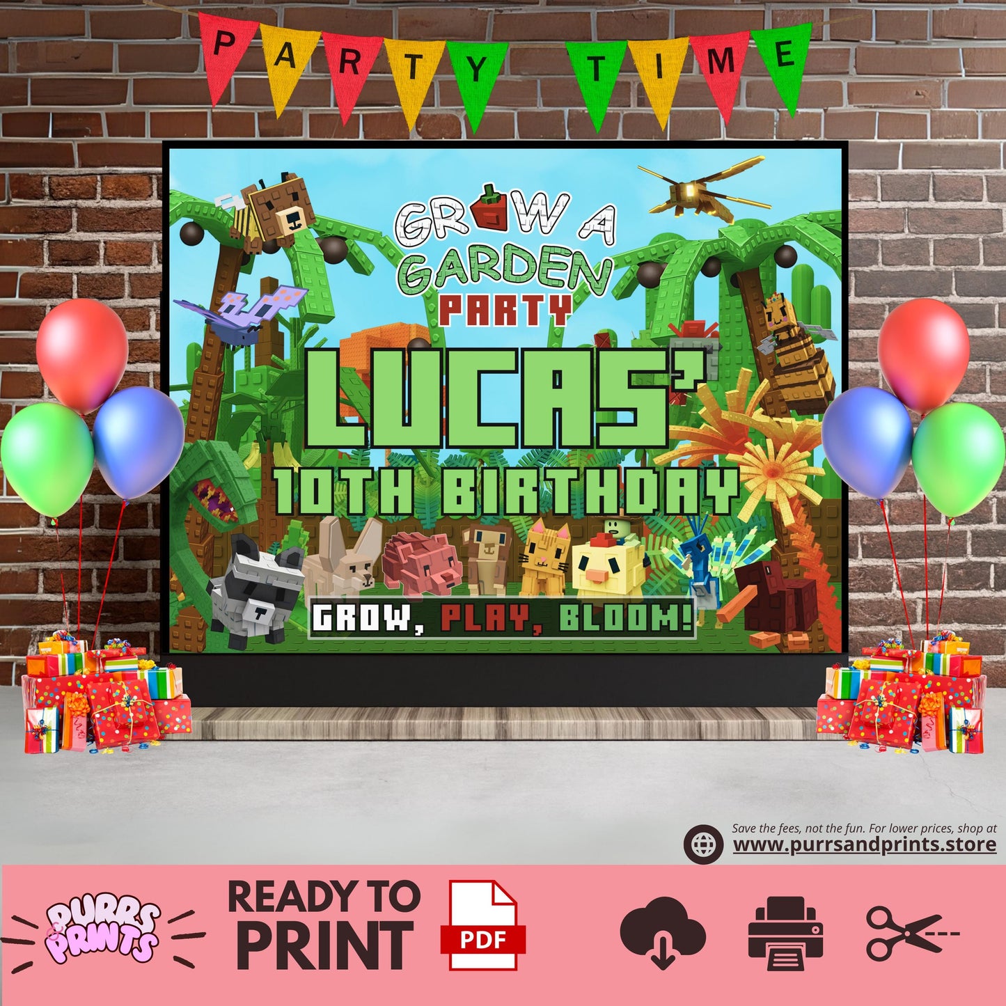 Roblox Grow a Garden Birthday Banner | Grow a Garden Theme | Customize Template | Digital Download | Birthday Invite | Fast Turnaround Time