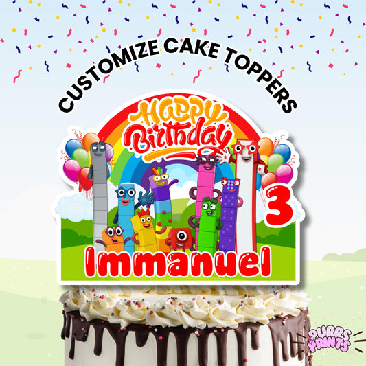Numberblocks Birthday Cake Topper – Personalized Name & Age – Educational Cartoon Party Decoration – Printable PDF – Ready to Print | DIY